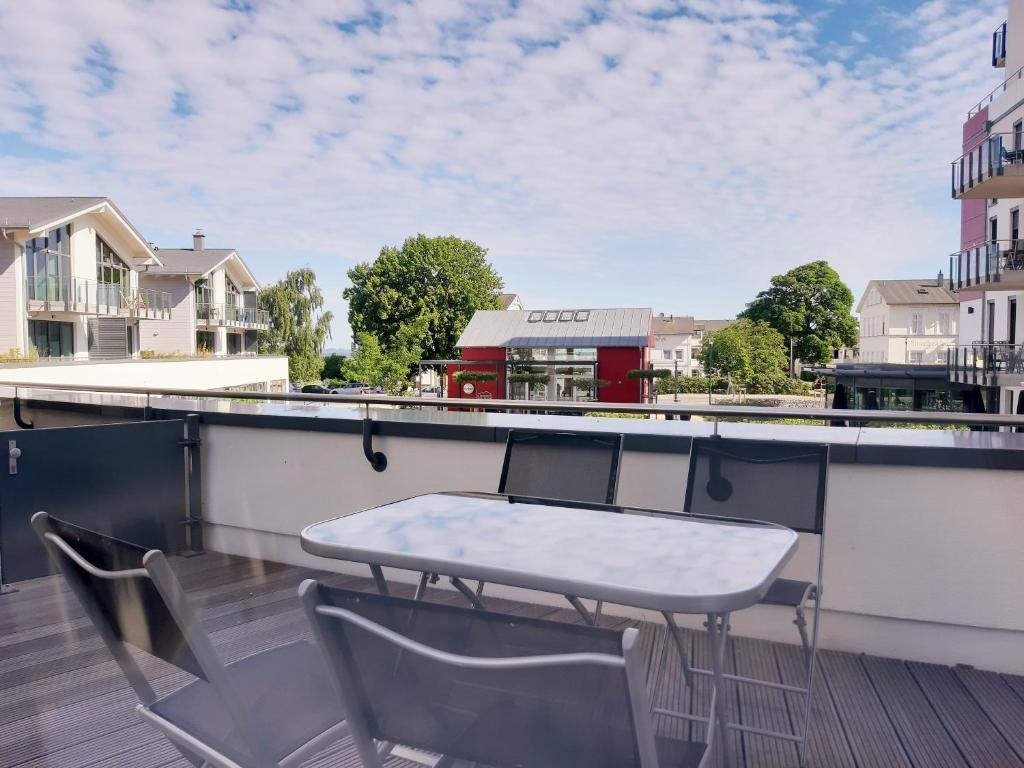 Balkón nebo terasa v ubytování Ferienwohnung Haffduurn