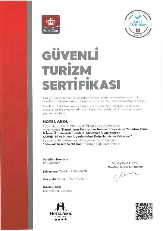 Certifikát, hodnocení, plakát nebo jiný dokument vystavený v ubytování Akol Hotel