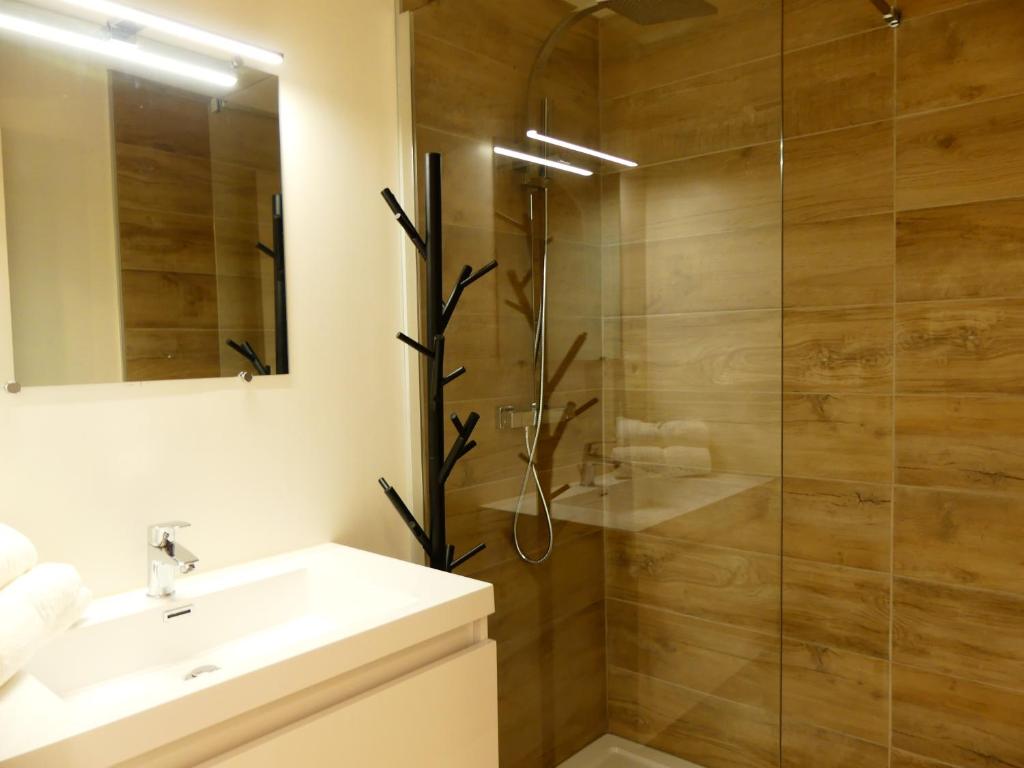 a bathroom with a sink and a shower at LE BEDARRIDE in Aix-en-Provence