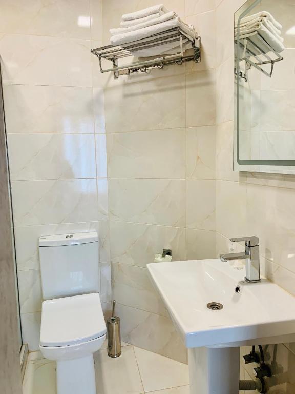 Koupelna v ubytování Hotel Tsereteli