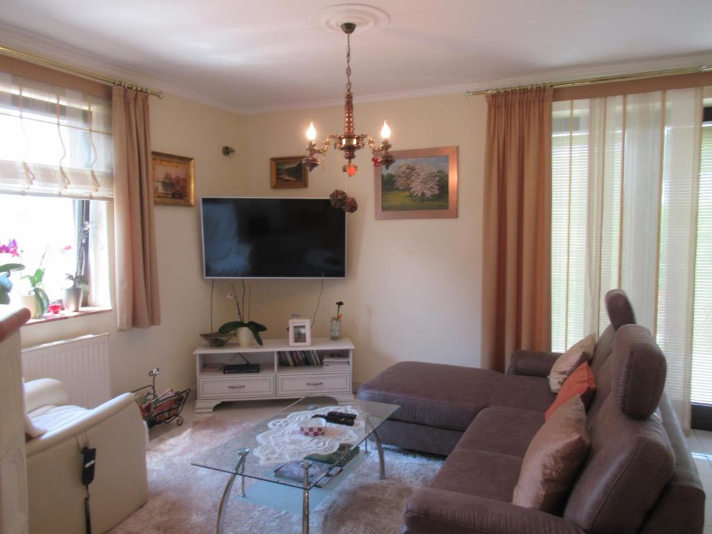 TV a/nebo společenská místnost v ubytování Vadvirág Apartman