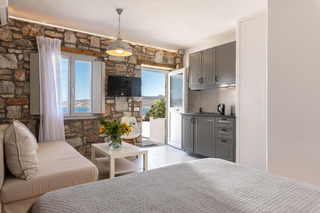 Kuchyňa alebo kuchynka v ubytovaní Aegean View Apartments Mykonos