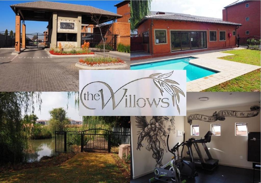 eine Sammlung von Fotos mit einem Haus und einem Pool in der Unterkunft OR Tambo Self Catering Apartments, The Willows in Boksburg