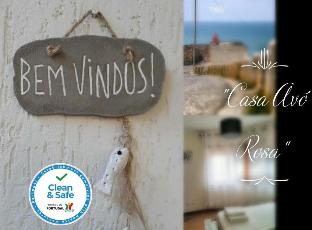 Una señal que dice Ben Windsos en una pared en Casa Avó Rosa, en Nazaré