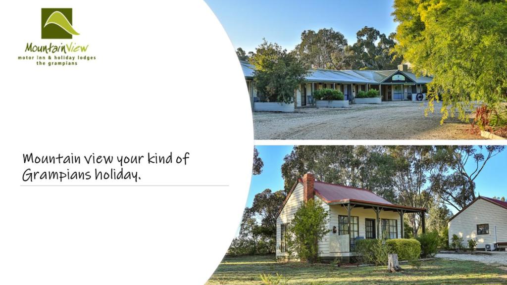 une maison dans la banlieue de Launceston et une photo d'une maison dans l'établissement Mountain View Motor Inn & Holiday Lodges, à Halls Gap