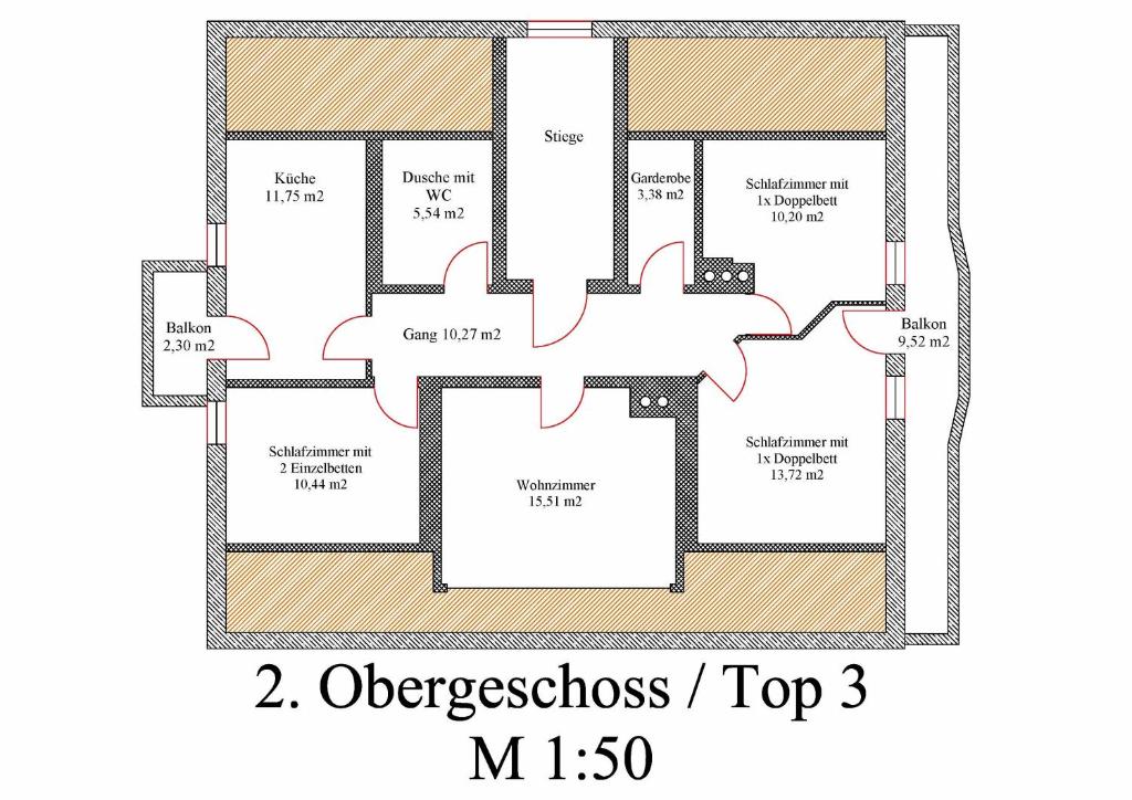Půdorys ubytování Ferienwohnung Spindlegger