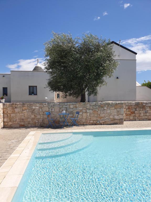 a swimming pool in front of a house at Trullisia Bed and Breakfast in Alberobello