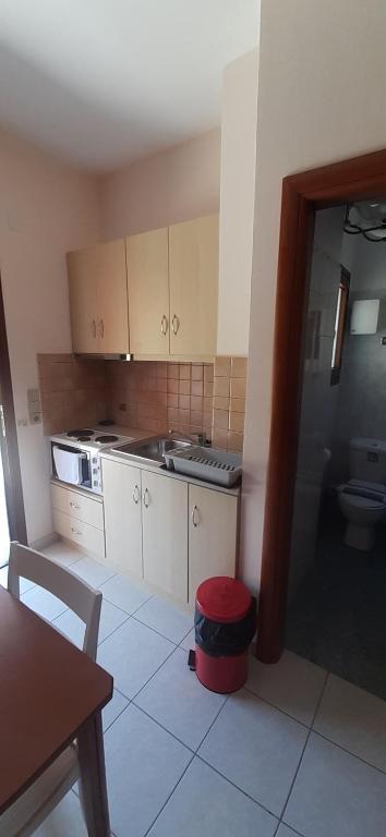 Kuchyň nebo kuchyňský kout v ubytování Savvas Apartments