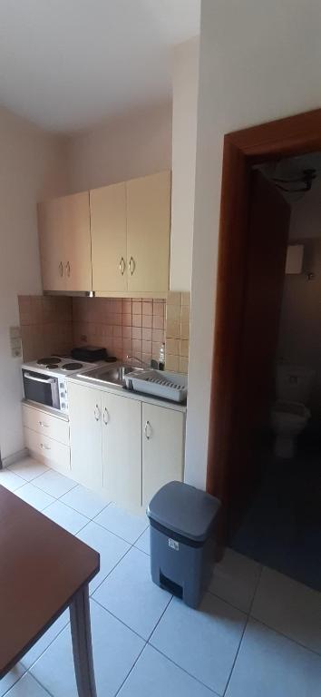 Kuchyň nebo kuchyňský kout v ubytování Savvas Apartments
