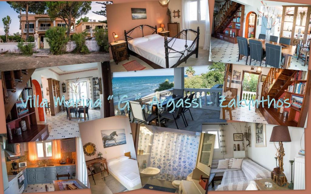 een collage van foto's van een huis bij Villa marina " G " in Argassi