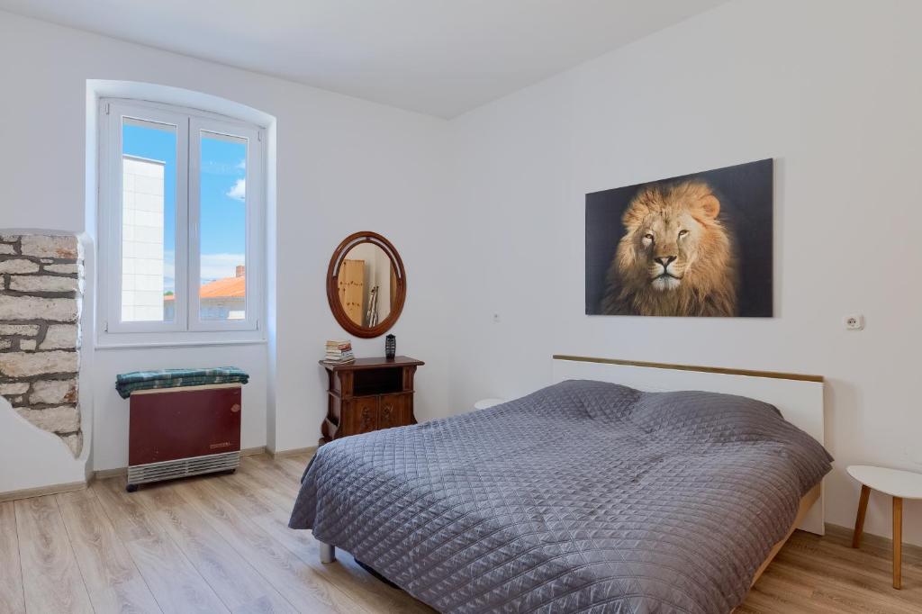 Postel nebo postele na pokoji v ubytování Large apartment in city centre Pula!