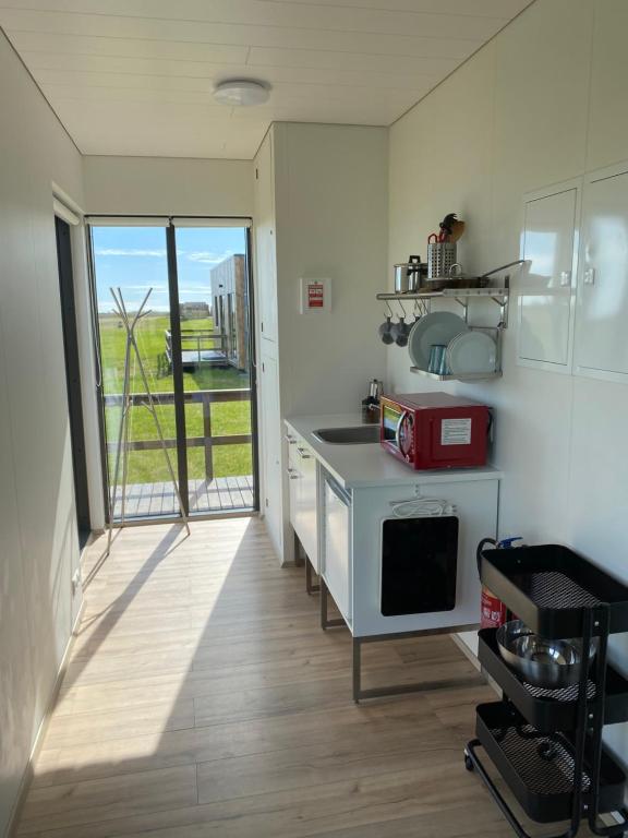 Eldhús eða eldhúskrókur á Brú Guesthouse