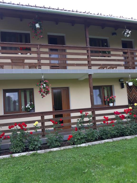 ein Haus mit Blumen auf der Seite in der Unterkunft Casa Monika Ciocarliei in Sovata