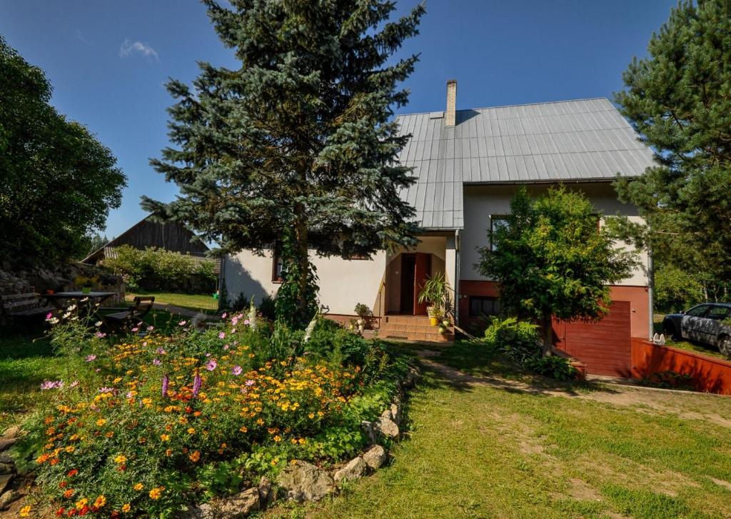 蘇瓦烏基的住宿－Wigierska Zagroda - agroturystyka，前面有花园的房子