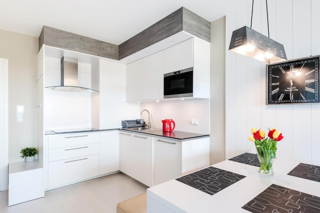 Kuchyňa alebo kuchynka v ubytovaní Apartamenty NAVIGATOR-PORT VIEW