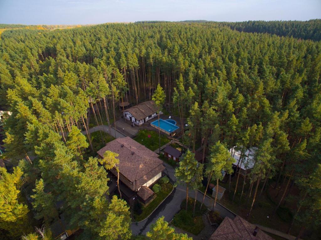 uma vista aérea de uma casa na floresta em Донской лес em Zadonsk