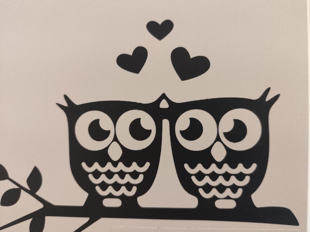 two owls sitting on a branch with hearts at Bagoly in Fertőrákos