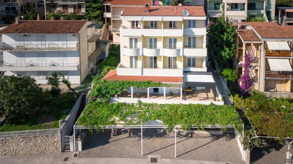 an aerial view of a building in a city at Steko Accomodations in Makarska