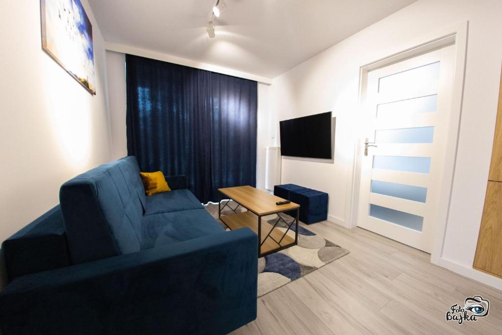 Televízia a/alebo spoločenská miestnosť v ubytovaní Apartment & Room MARINA BORKI - Apartamenty RÓŻA WIATRÓW
