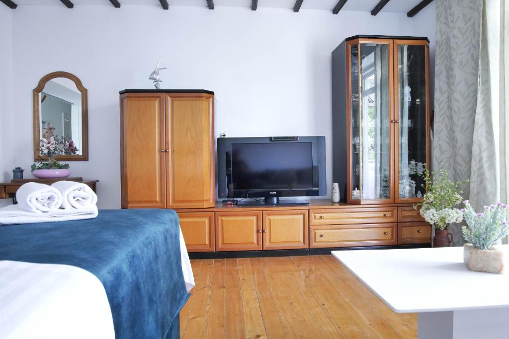 Televízia a/alebo spoločenská miestnosť v ubytovaní Apartment Beach Makarska