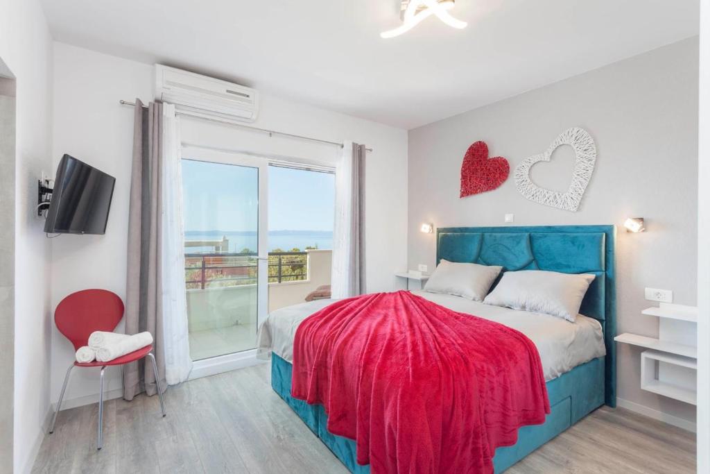 Posteľ alebo postele v izbe v ubytovaní Villa Cupido in Makarska, private pool