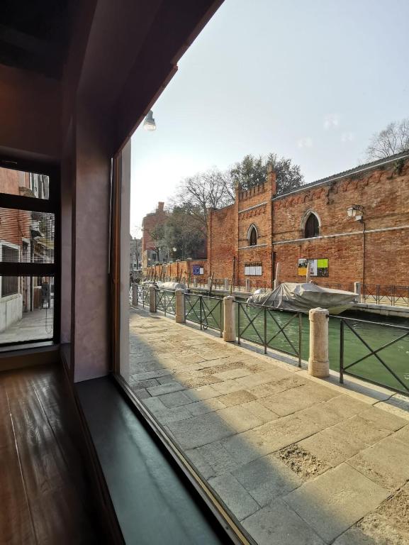a view of a street from a window at Hotel Gardena in Venice