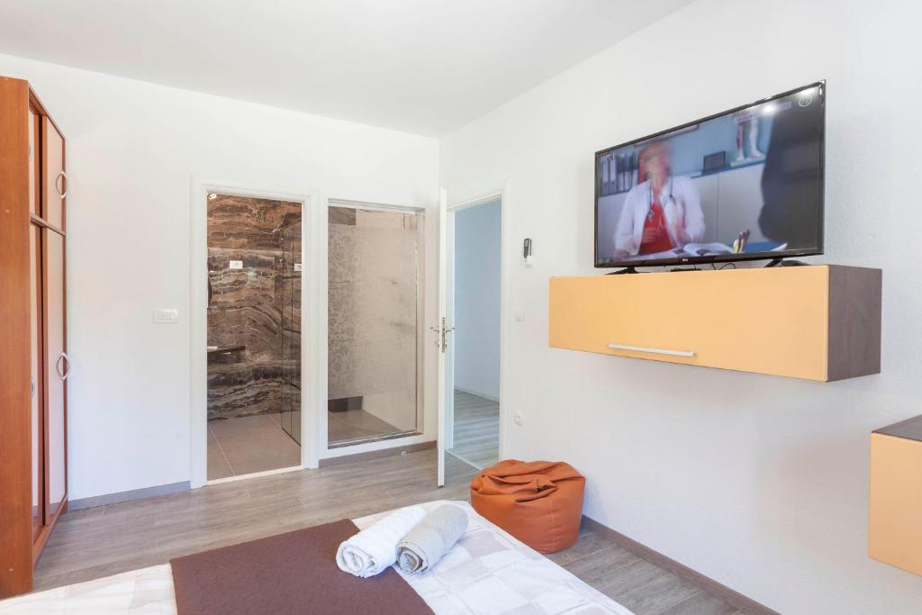 Televízia a/alebo spoločenská miestnosť v ubytovaní House Arija