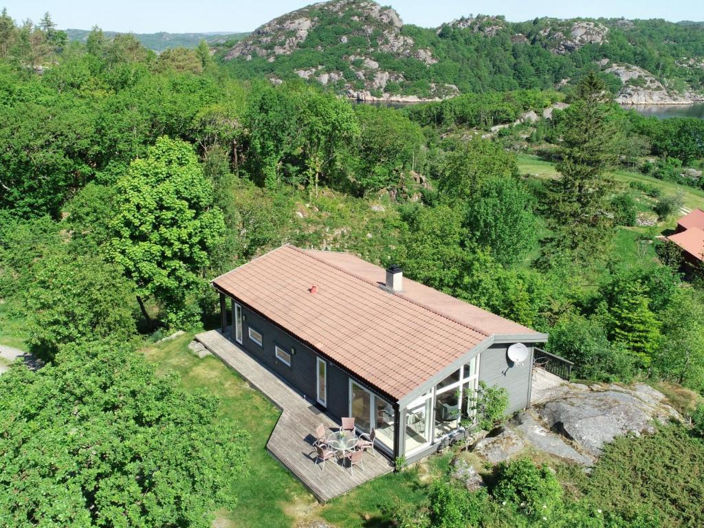 an overhead view of a house with a roof at Chalet Smibakken - SOW016 by Interhome in Farsund
