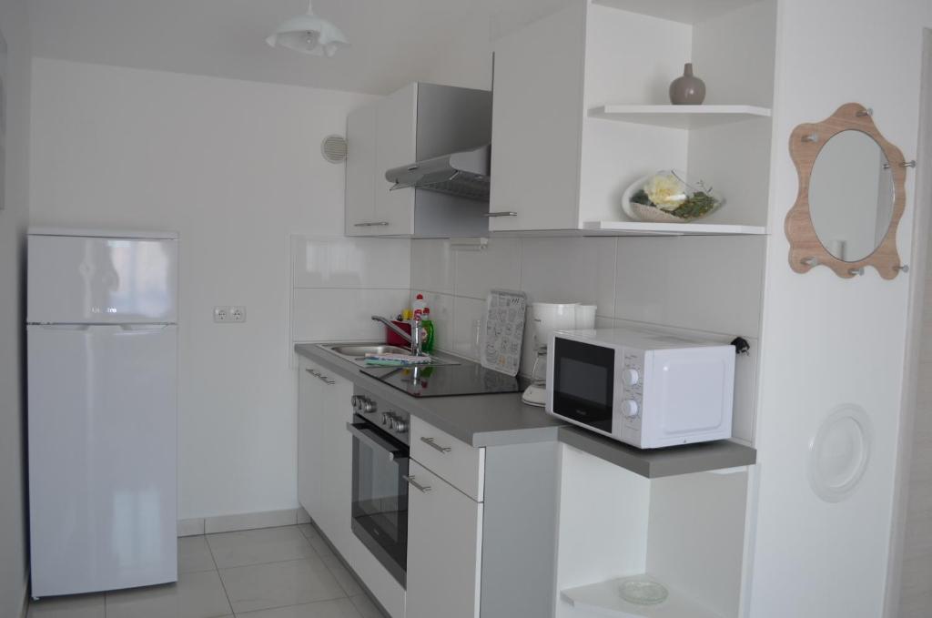 Kuchyň nebo kuchyňský kout v ubytování Apartments Sušec