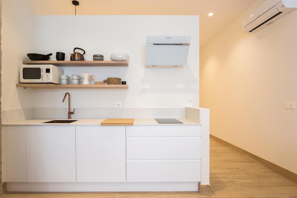 Kuchyň nebo kuchyňský kout v ubytování Getaria Apartamentuak - Balentziaga