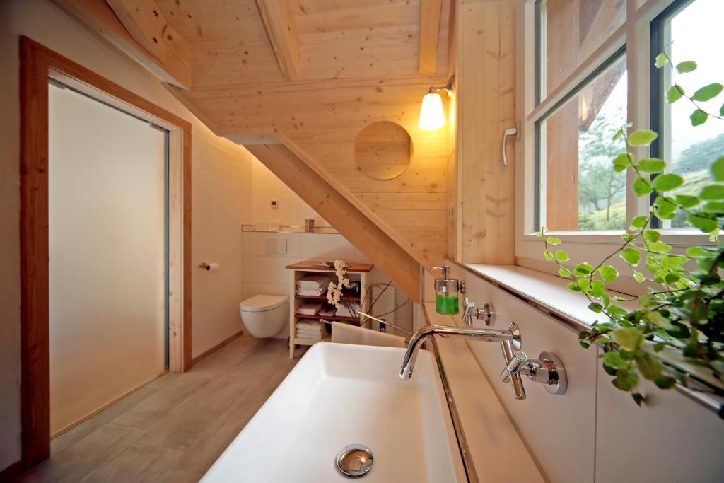 Koupelna v ubytování Ferienhaus Haldenmühle - traumhafte Lage mitten in der Natur mit Sauna