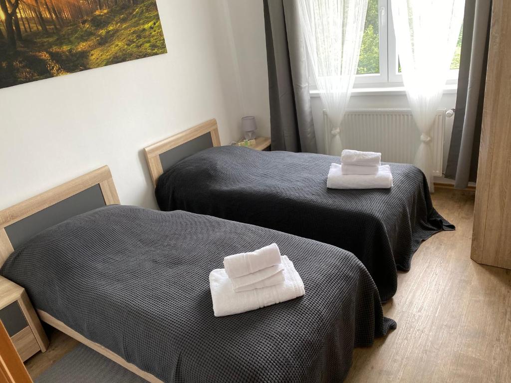 Postel nebo postele na pokoji v ubytování Apartmány Krupka