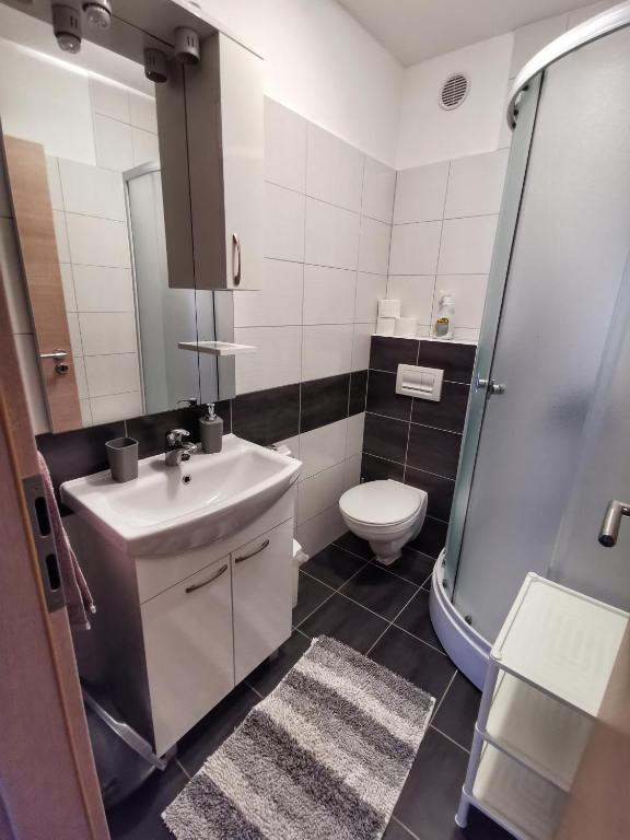 Koupelna v ubytování Apartments Plejic