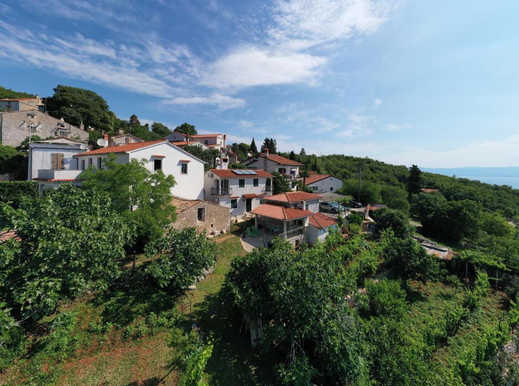 a village on the side of a hill at Apartments Tinka in Brseč