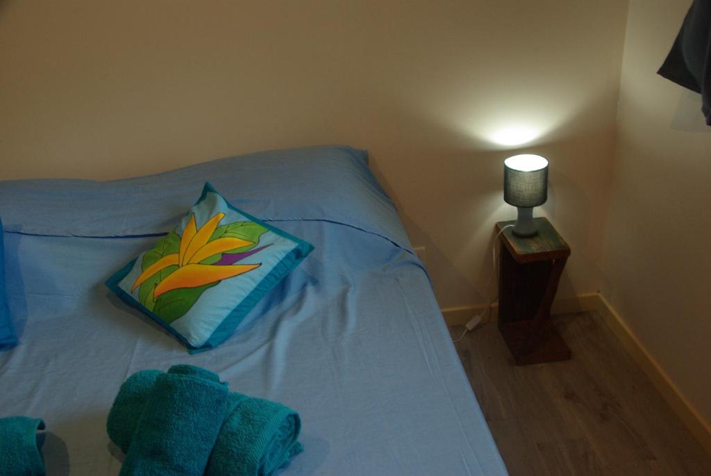 Postel nebo postele na pokoji v ubytování bungalow chez sofpat