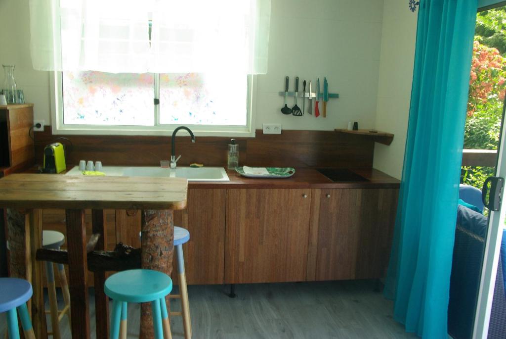 Kuchyň nebo kuchyňský kout v ubytování bungalow chez sofpat