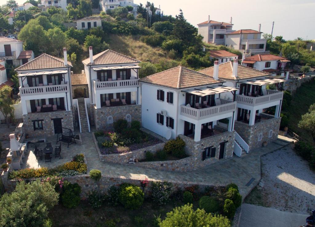 an aerial view of a house on a hill at Old Village in Alonnisos