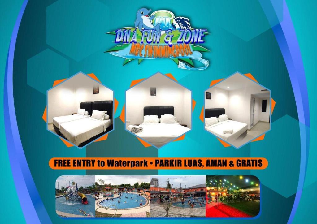 un folleto para un parque acuático en un complejo en Dna Fun Zone Pekanbaru, en Pekanbaru