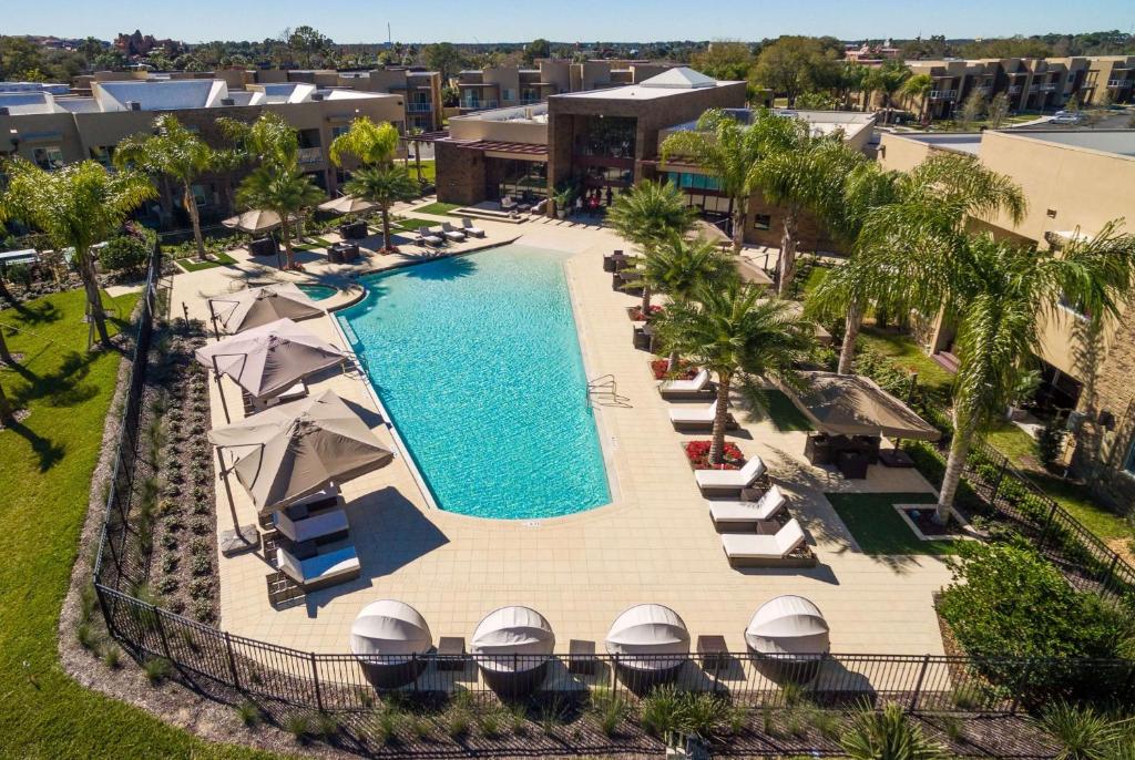 an overhead view of a pool at a resort at Magic Village Yards Trademark Collection by Wyndham in Orlando