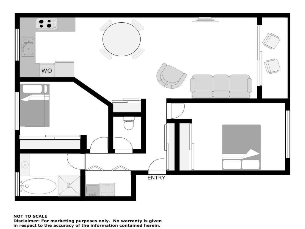 Půdorys ubytování The Poplars, 24,36 Magnus Street - Unit with views, air con and wifi in a complex with a pool