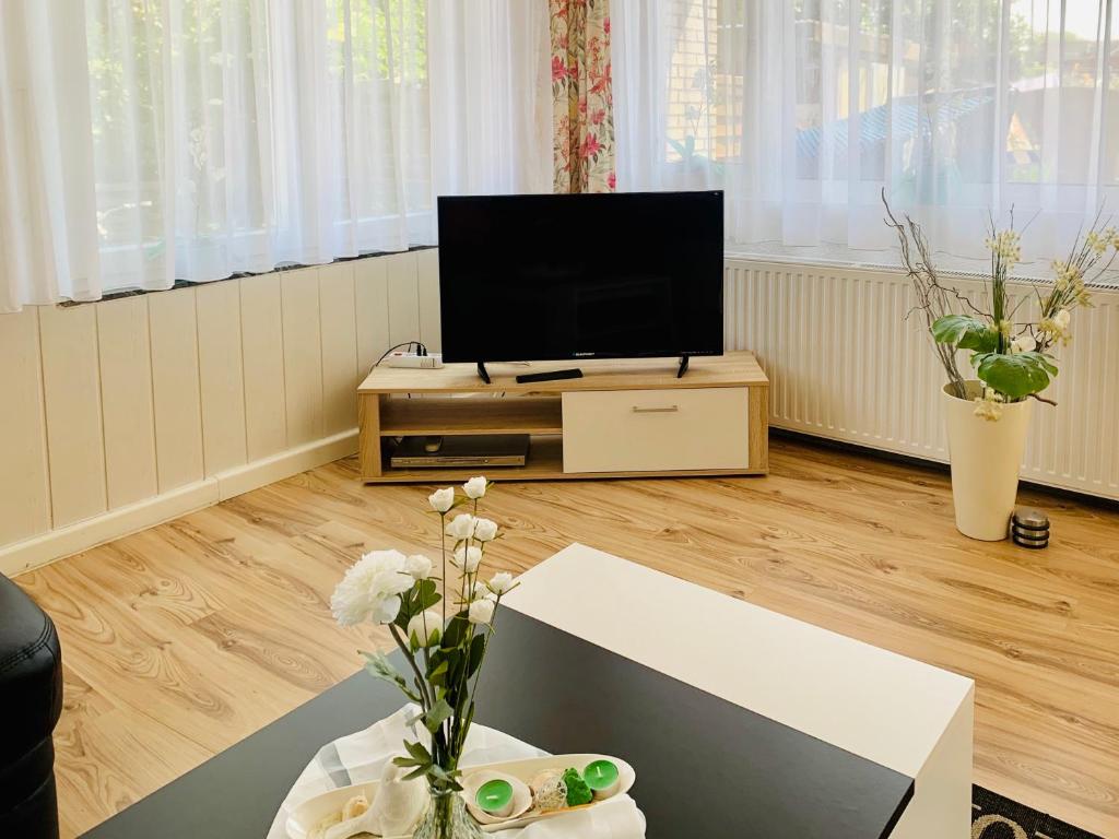TV a/nebo společenská místnost v ubytování Haus Kormoran Borkum
