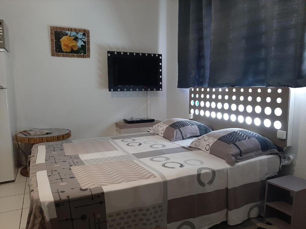 1 dormitorio con 1 cama grande en una habitación en Petite Callebasse, en Cayenne