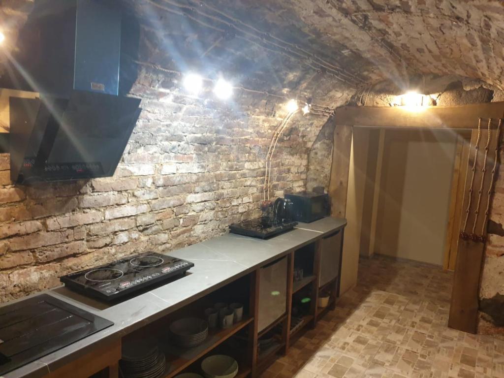 Kuchyň nebo kuchyňský kout v ubytování PATMALAS