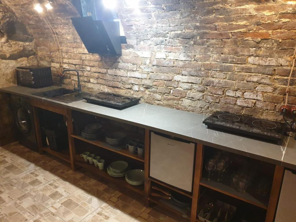 Kuchyň nebo kuchyňský kout v ubytování PATMALAS