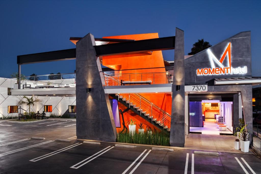 a building with a sign on the side of it at The Moment Hotel in Los Angeles