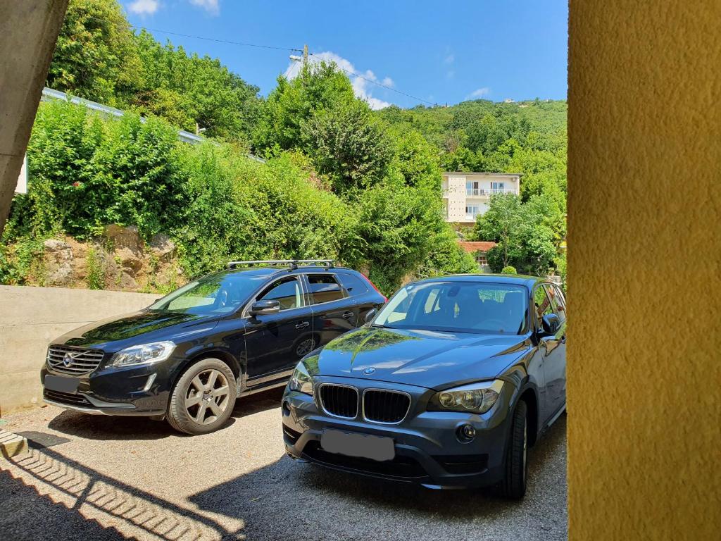 two cars parked next to each other in a parking lot at Design Apartments Bonavista in Opatija