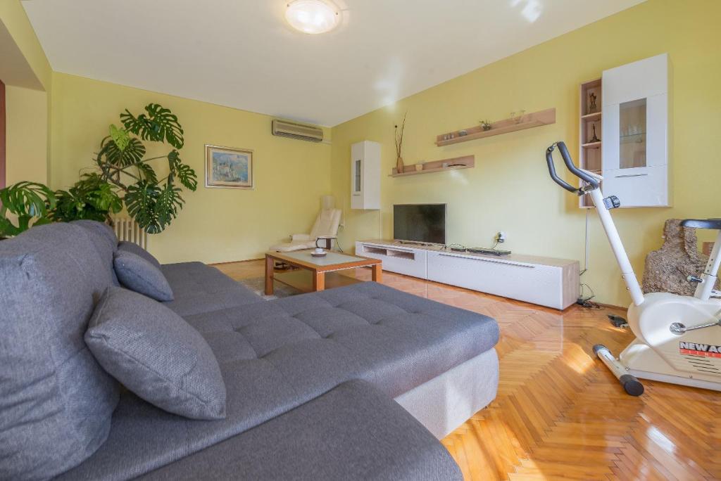 Televízia a/alebo spoločenská miestnosť v ubytovaní Apartments Villa Odesa with shared pool