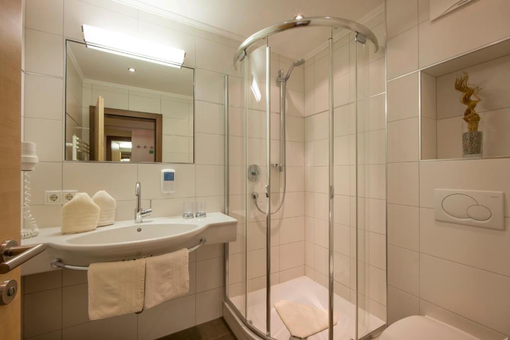 Koupelna v ubytování Pension Andreashof