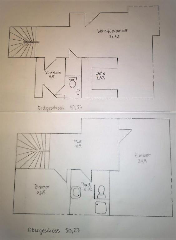 De plattegrond van Christl - Apartment mit Garten und Pool zur Mitbenutzung
