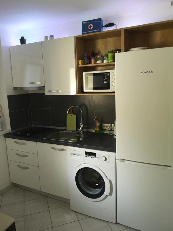 Kuchyň nebo kuchyňský kout v ubytování Apartment VBK Osijek